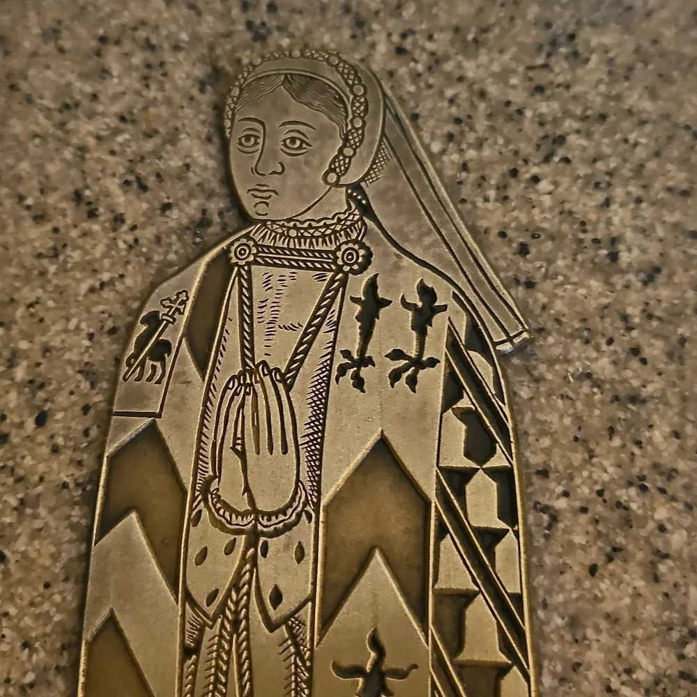 Vtg Lady Elizabeth Verney Monumental Brass Rubbing Etching Plate Plaque - Picture 3 of 6